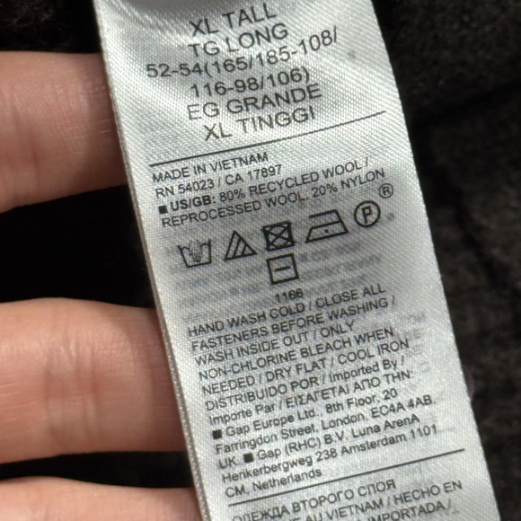 Banana Republic Wool Blend Sweater Men XL Tall Brown Henley Ribbed Knit Pullover - Picture 4 of 6